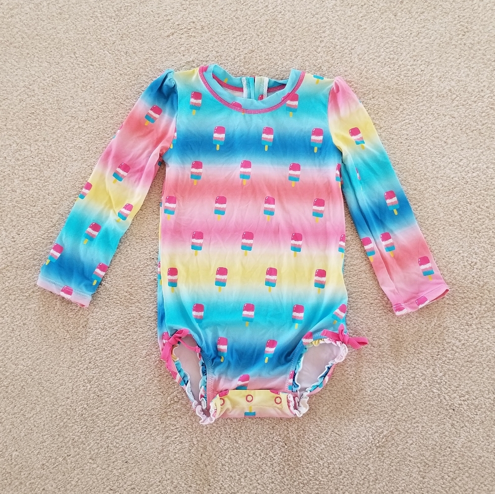Hatley Colorful Popsicle Print RashGuard Bathing Suit Size 12-18M
